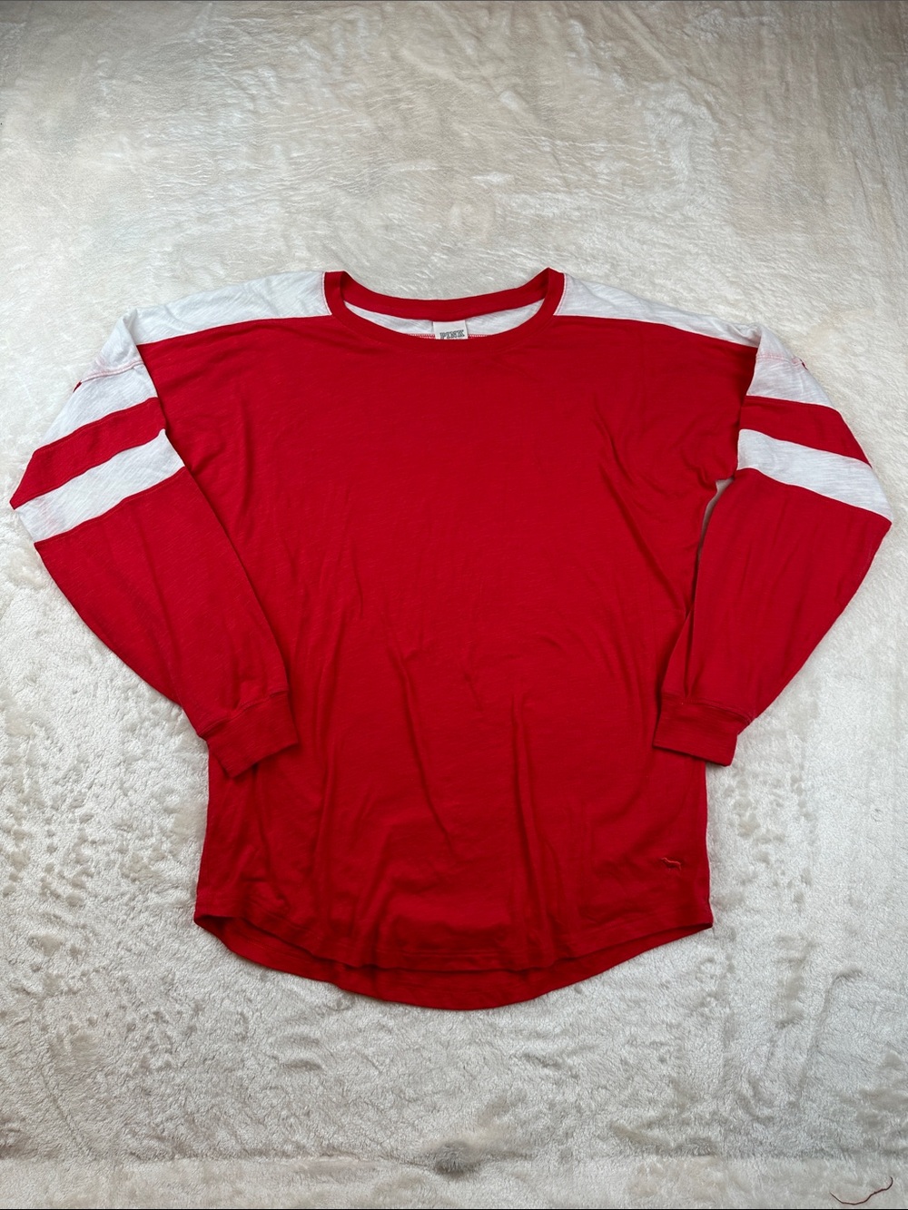 PINK Victoria's Secret Size S Red and White Long Sleeve Tee | Patriotic | Casual